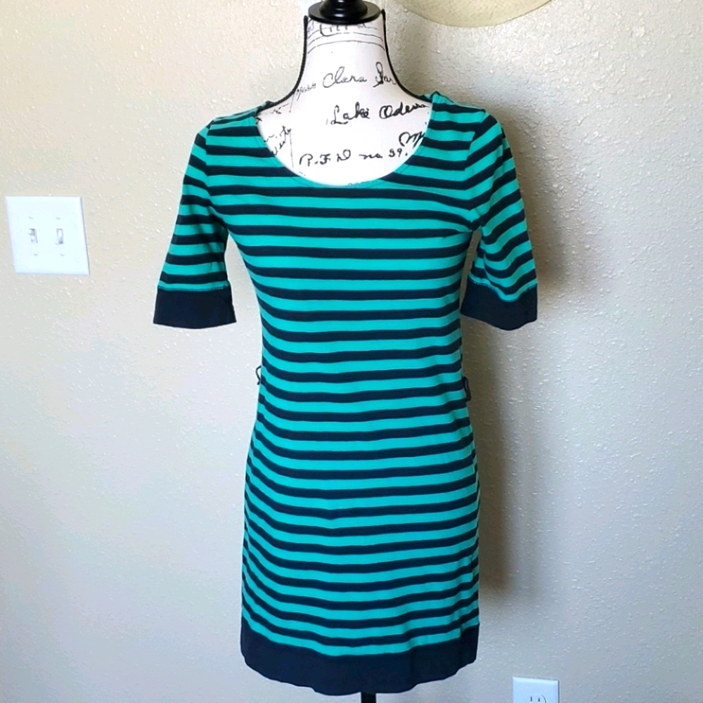 Banana Republic Nautical Stripe Tunic Dress Green Blue XS